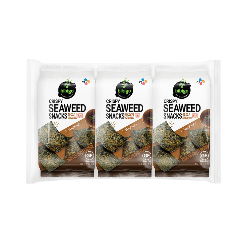 CJ BIBIGO Crispy Seaweed Snacks BBQ Flavour (3pcs) 15g (Case 12) - Longdan Official