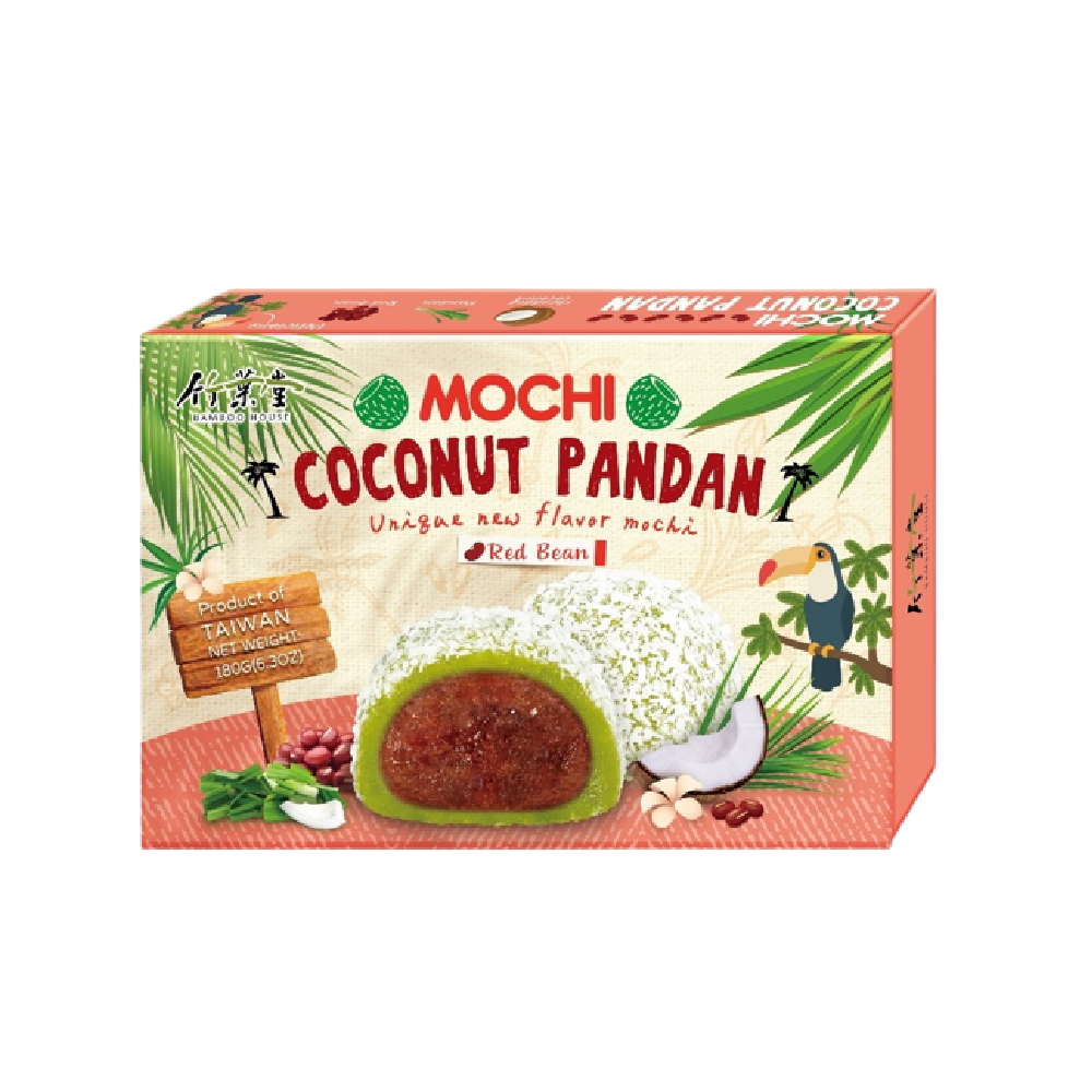 Bamboo House Coconut Pandan Mochi - Red Bean 180g