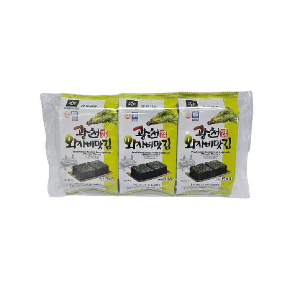 GWANGCHEON Crispy Seaweed Snacks Wasabi Flavour (3pcs) 12g - Longdan Official