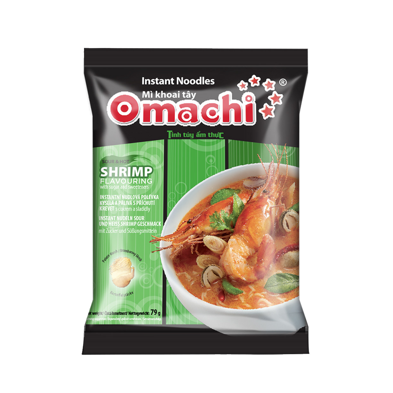 OMACHI Instant Noodles With Potato Starch _ Sour And Hot Shrimp Flavour 79g