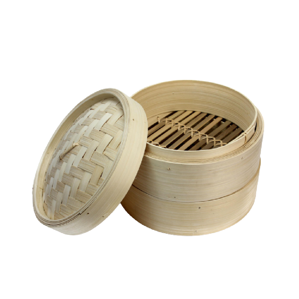 Longdan Bamboo Steamer Set 7 Inches (2 bases, 1 lid)