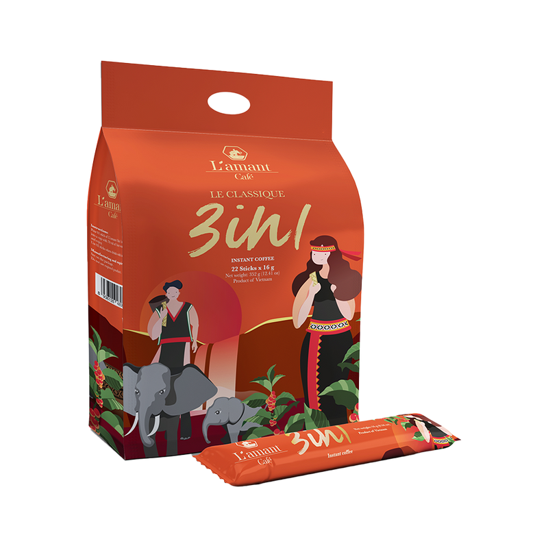 L'amant 3in1 Instant Coffee 352g - Bag 22 Sticks - Longdan Official