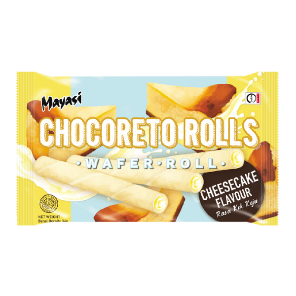 Mayasi Chocoreto Wafer Roll Cheesecake Flavour 34g - Longdan Official