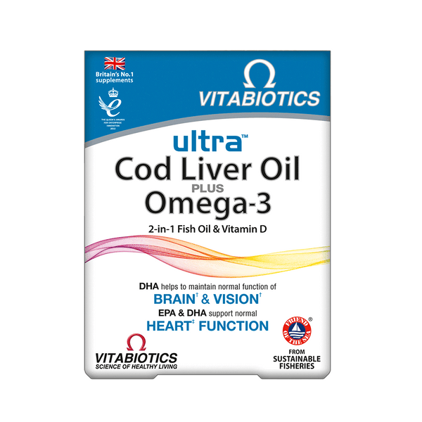 VITABIOTICS Ultra 2 合 1 Omega-3 和魚肝 60 粒膠囊