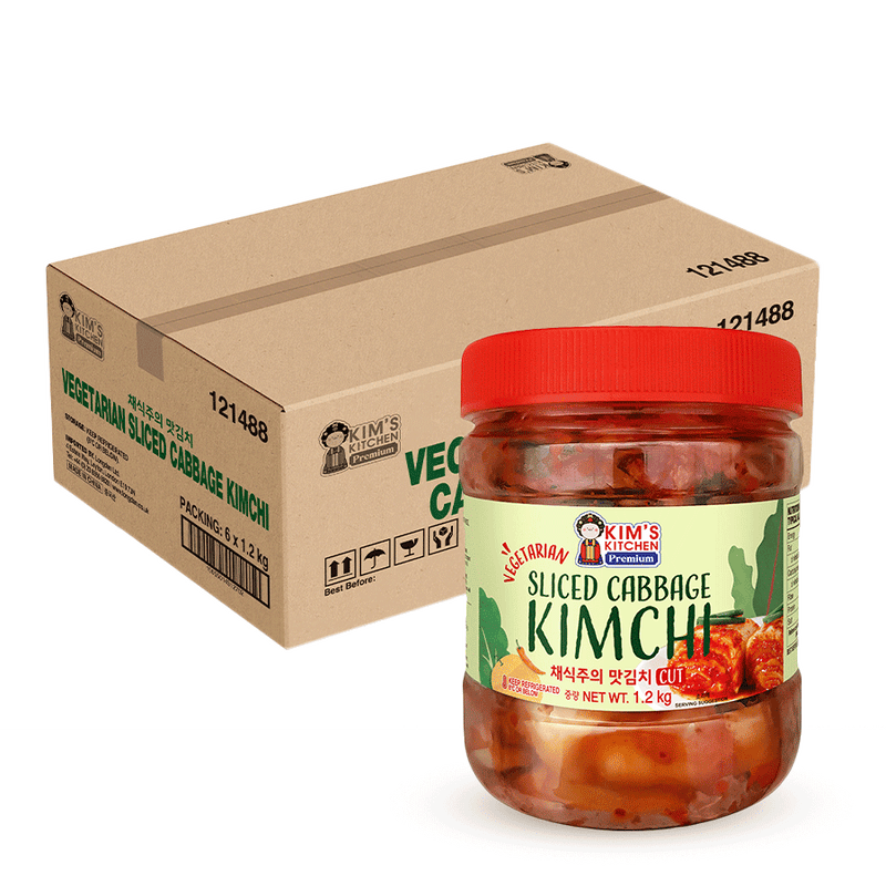 KIM'S KITCHEN PREMIUM Sliced Cabbage Kimchi (Fish Free) 1.2kg (Case 6)