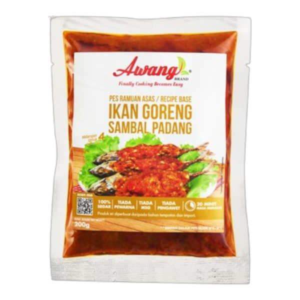 Awang Brand Padang Indo Fried Sambal Fish/Seafood Base Paste 200g