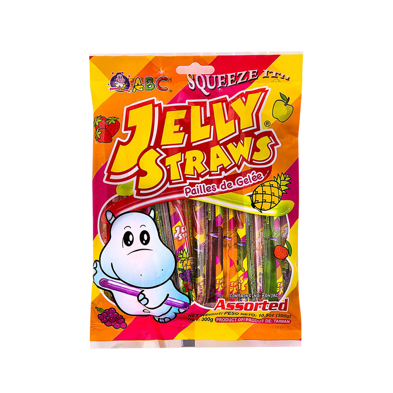 ABC Funny Hippo Fruit Jelly Straws Assorted 300g