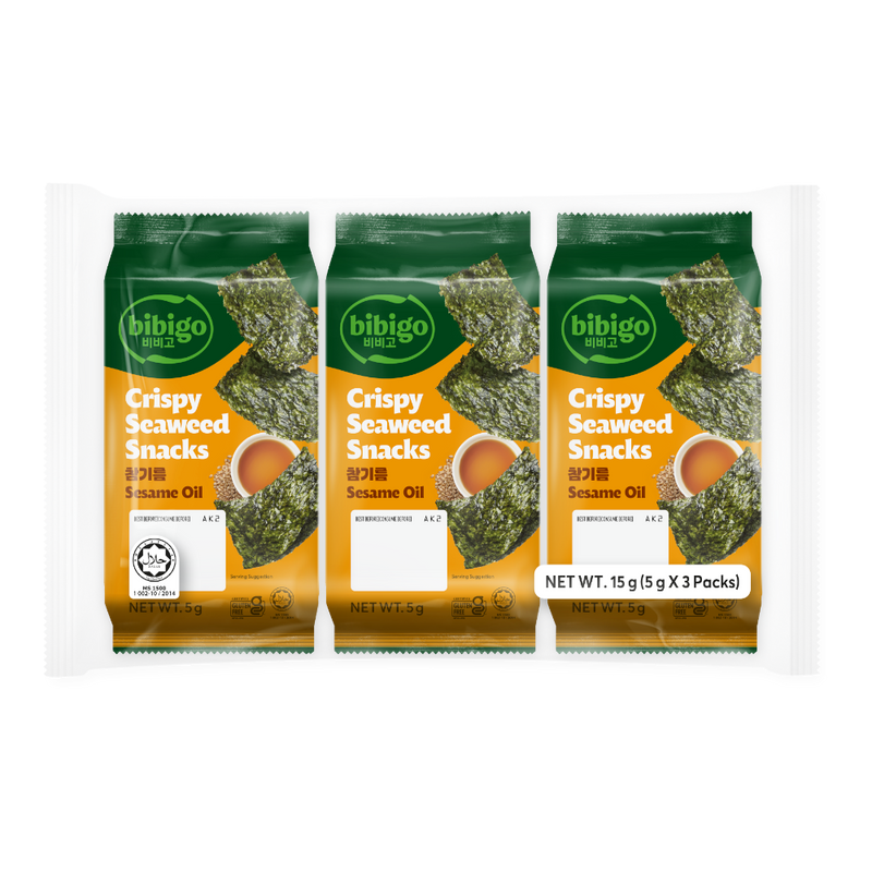 CJ BIBIGO Crispy Seaweed Snacks Original Flavor (3pcs) 15g (Case 12)