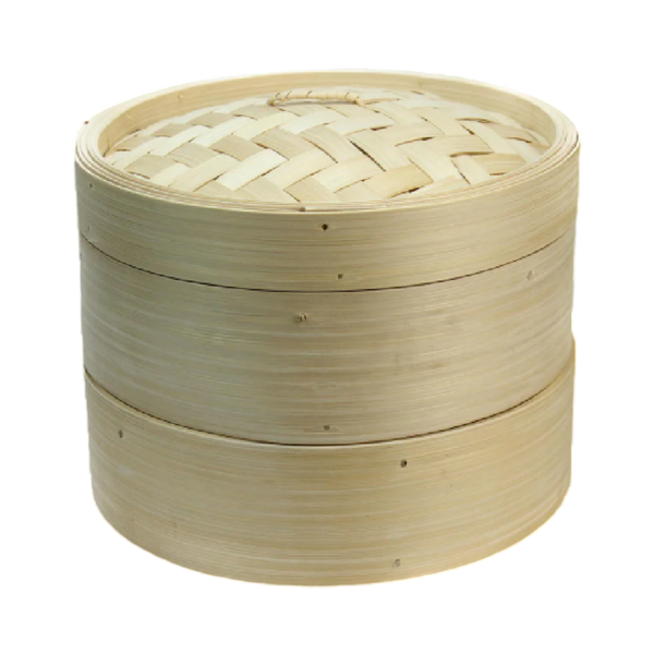 Longdan Bamboo Steamer Set 7 Inches (2 bases, 1 lid)