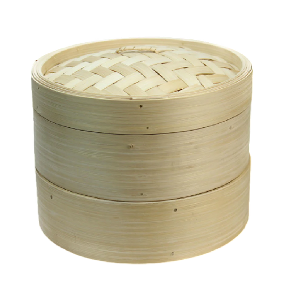 Longdan Bamboo Steamer Set 9 Inches (2 bases, 1 lid)