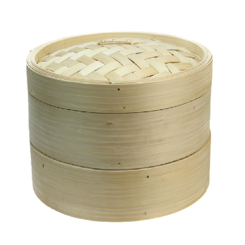 Longdan Bamboo Steamer Set 9 လက်မ (ခြေစွပ် ၂ ခု၊ အဖုံး ၁ ခု)