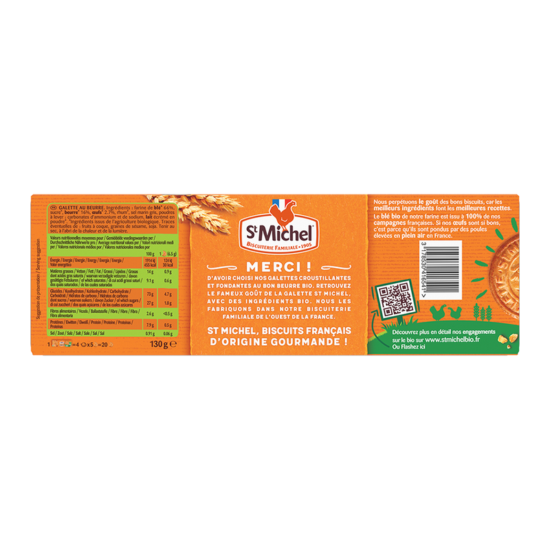 ST MICHEL Pure Butter Organic Galettes 130G