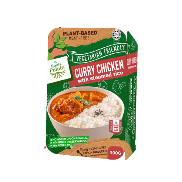 Roots Palate Vegetarian Curry Chicken With Steamed Rice 300g - Longdan Official