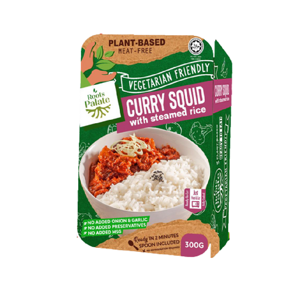 Roots Palate Vegetarian Curry Squid With Steamed Rice 300g
