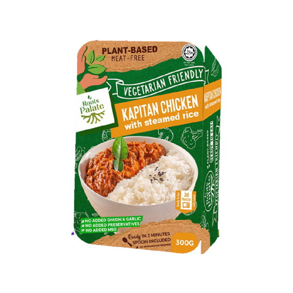Roots Palate Vegetarian Kapitan Chicken With Steamed Rice 300g - Longdan Official