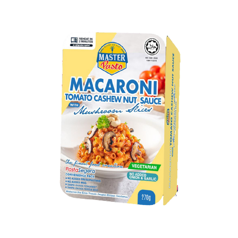 Master Pasto Vegetarian Macaroni Tomato Cashew Nut with Mushroom 250g - Longdan Official