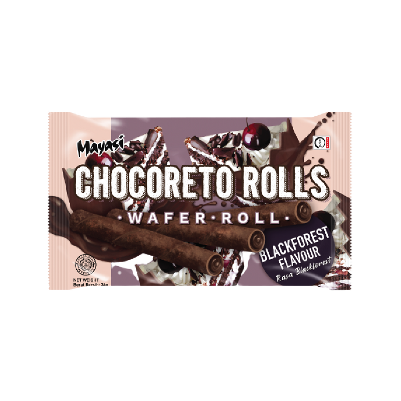 Mayasi Chocoreto Wafer Roll Black Forest 34g - Longdan Official