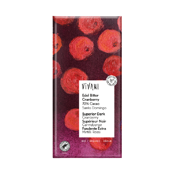 VIVANI Organic Chocolate Superior Dark Cranberry 100g - Longdan Official