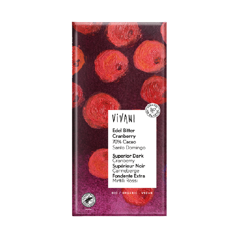 VIVANI Organic Chocolate Superior Dark Cranberry 100g - Longdan Official
