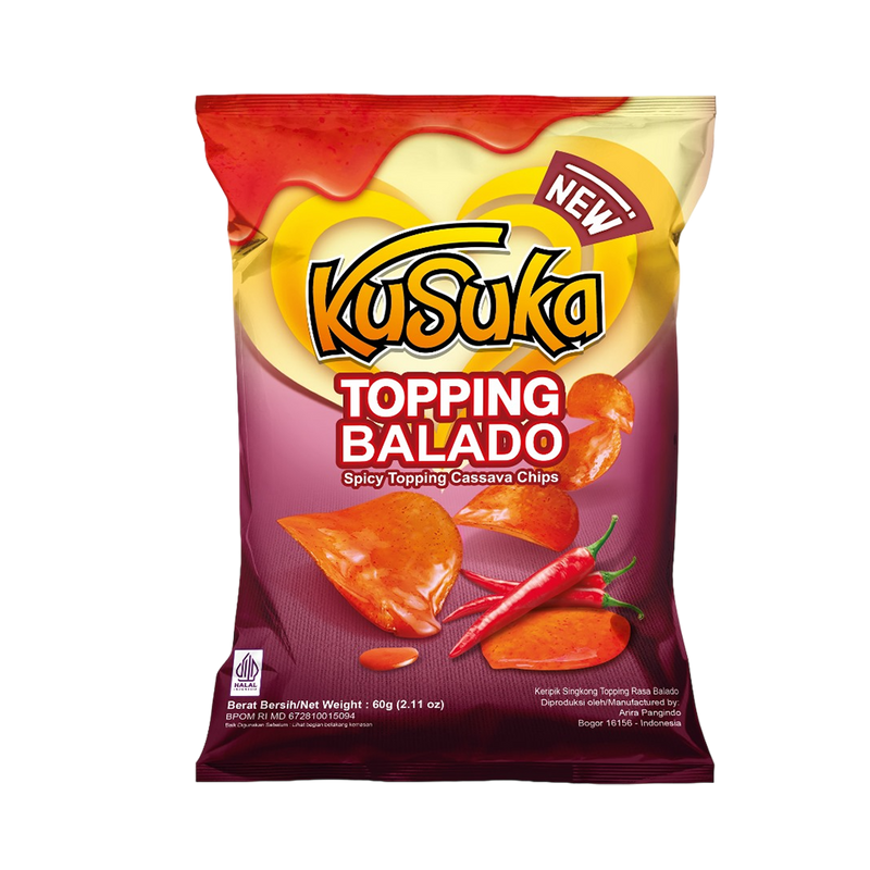 KUSUKA Cassava Chips Spicy Topping Balado 60gr