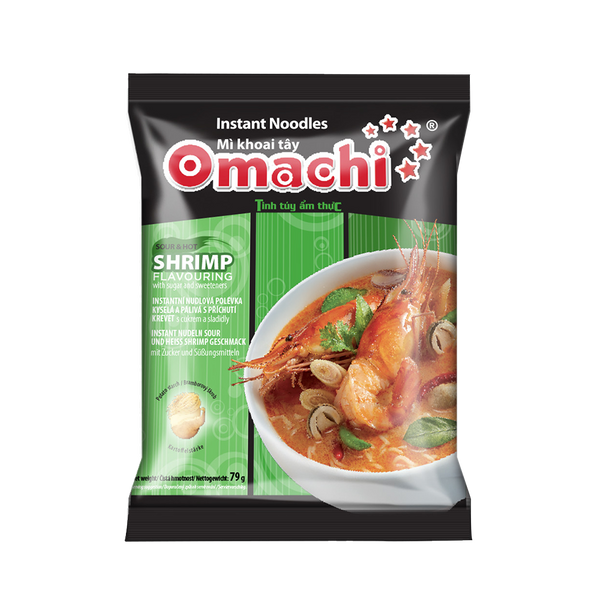 OMACHI Instant Noodles With Potato Starch _ Sour And Hot Shrimp Flavour 79g (Case 30)
