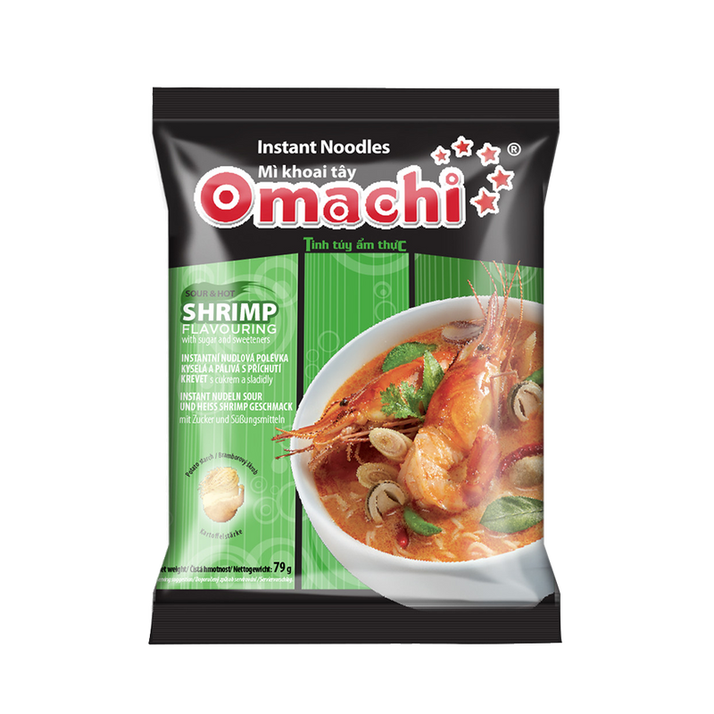 OMACHI Instant Noodles With Potato Starch _ Sour And Hot Shrimp Flavour 79g (Case 30)
