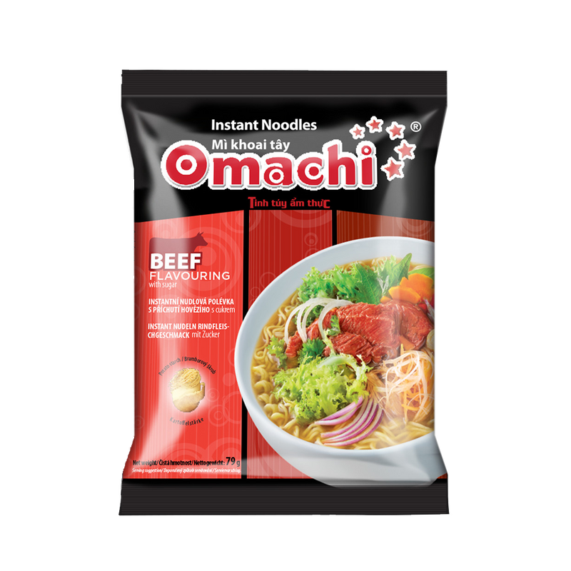 OMACHI Instant Noodles With Potato Starch _ Beef Flavouring 79g (Case 30)
