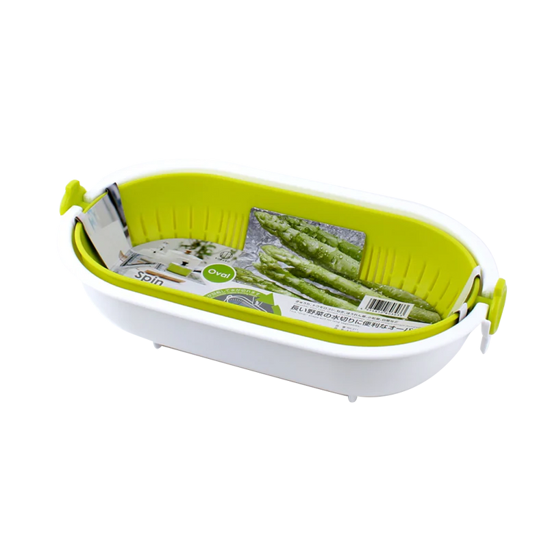 KOKUBO Spin Wheel Colander Oval-Green