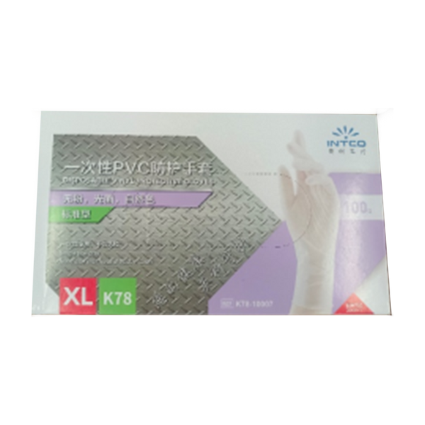 INTCO Disposable Vinyl Gloves - Natural Color Size XL 100pcs