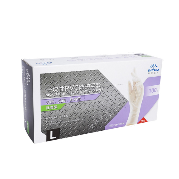 INTCO Disposable Vinyl Gloves - Natural Color Size L 100pcs