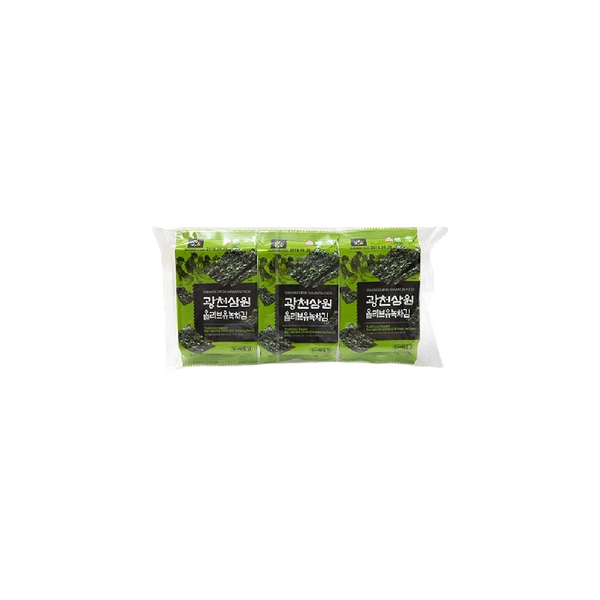 GWANGCHEON Crispy Seaweed Snacks Olive Oil & Green Tea Flavour (3pcs) 12g