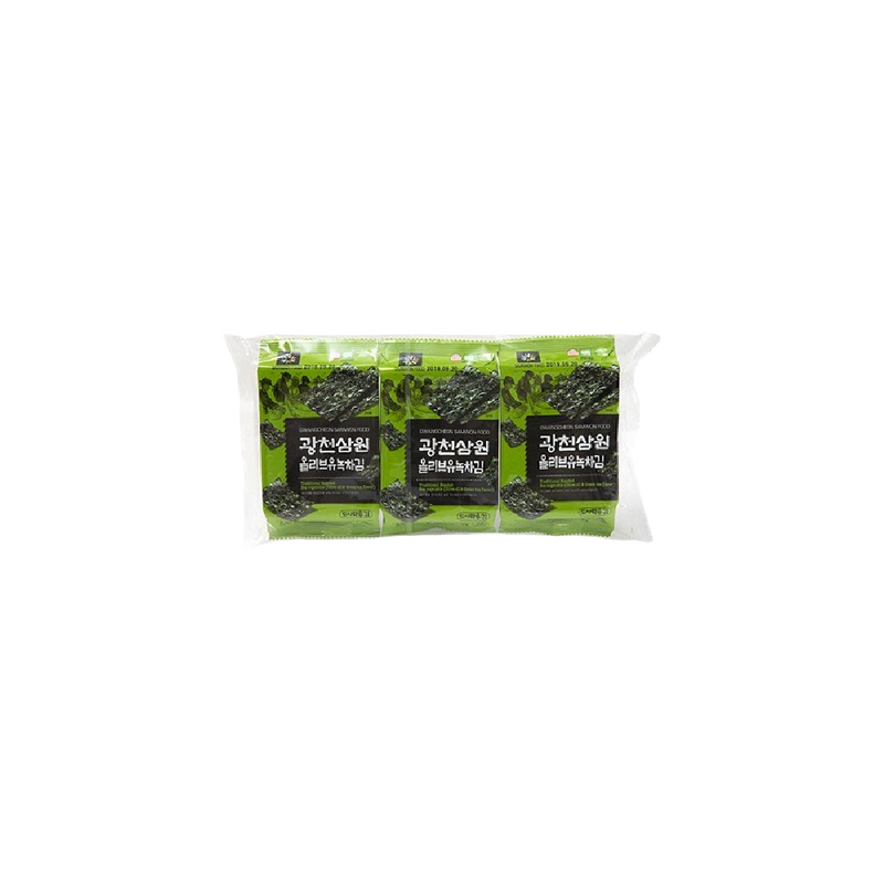 GWANGCHEON Crispy Seaweed Snacks Olive Oil at Green Tea Flavor (3pcs) 12g