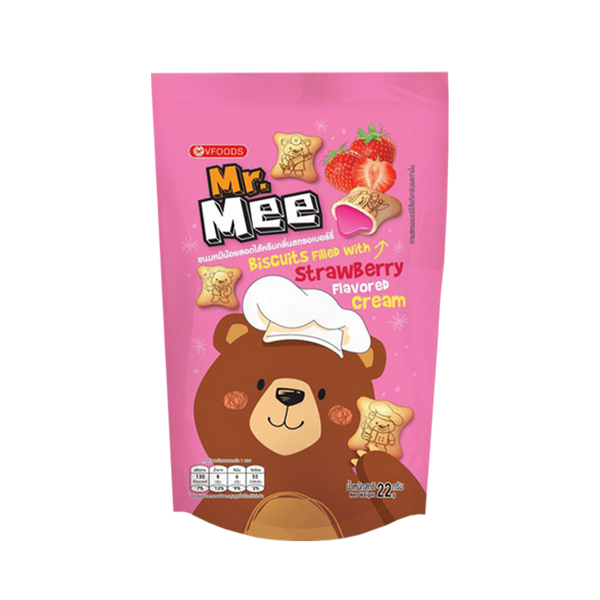 MR.MEE Biscuit Filled with Cream - Strawberry 22g