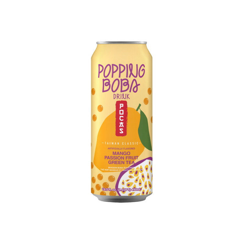 POCAS Popping Boba - Mango Passion Fruit Green Tea Drink 490ml