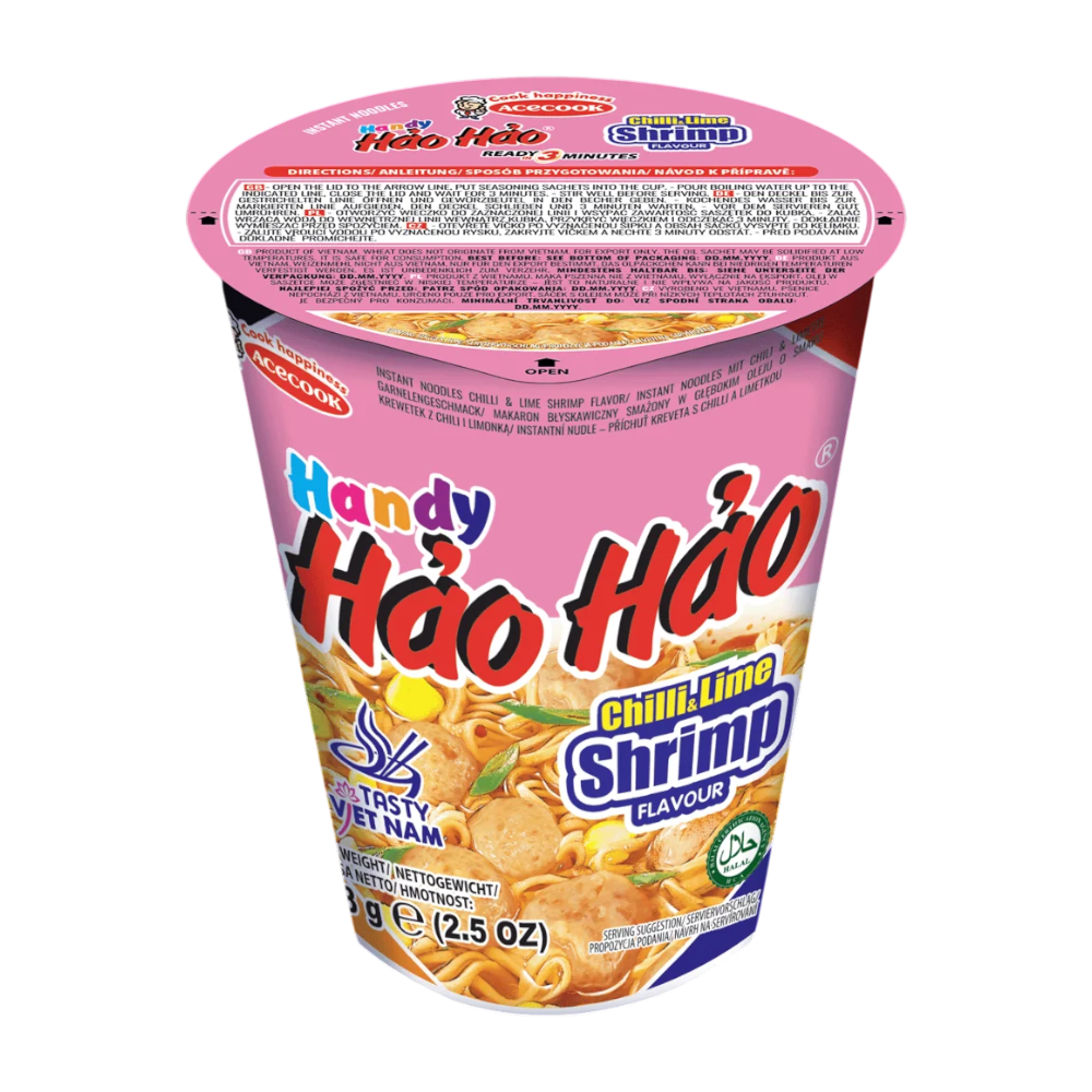 HANDY HAO HAO Hot - Sour Shrimp Flavor Cup 68g
