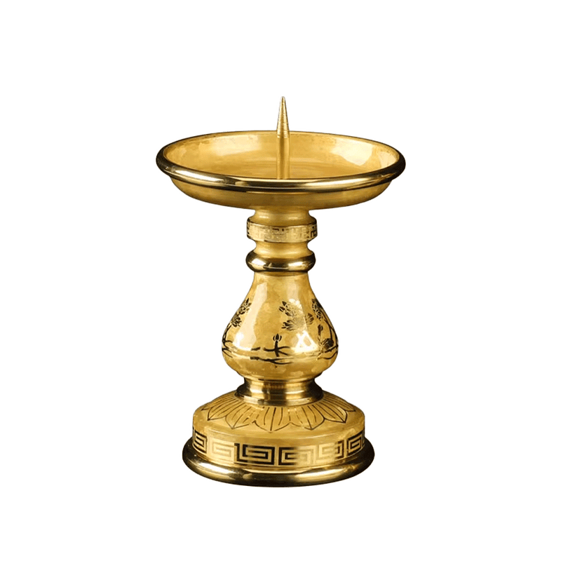 LONGDAN Golden Lotus Candle Holder 4.5 Inches