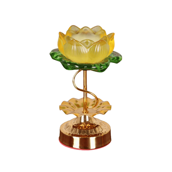 LONGDAN Chân nến pha lê hình hoa sen 6.5 inch