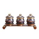 LONGDAN Set Midnight Blue Lotus 3 Cup 3 Inches & Kontai 8 Inches