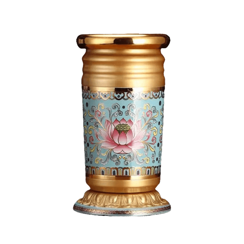 LONGDAN Golden Lotus Incense Holder 9.5 Inches