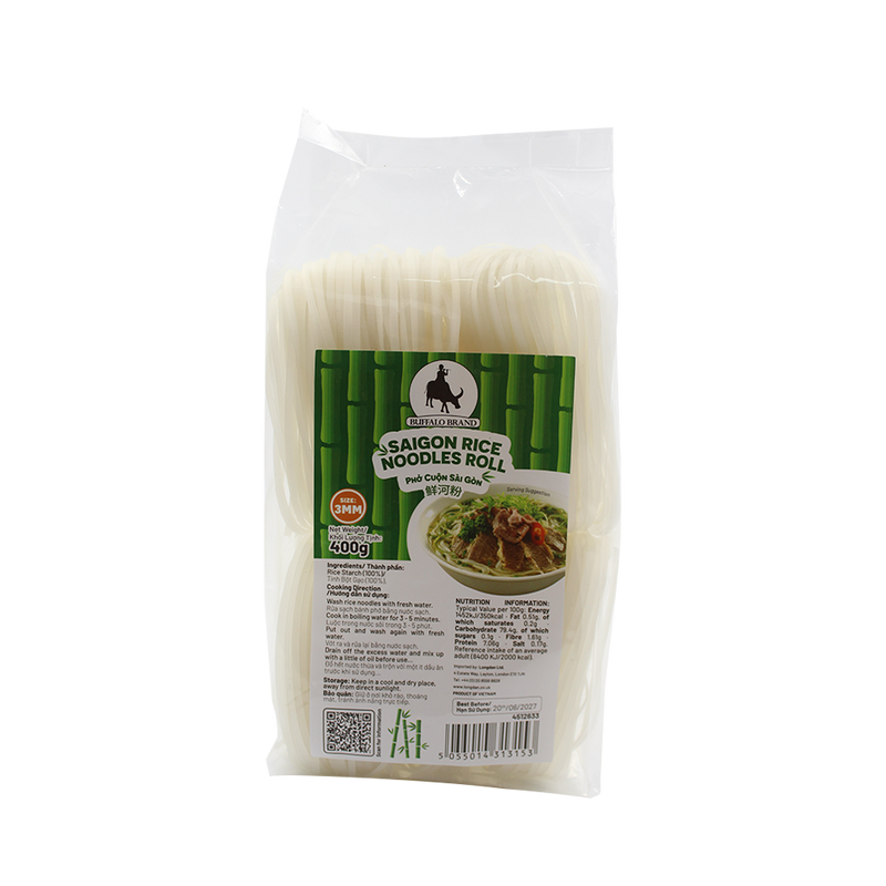 BUFFALO Saigon Rice Noodles Roll 3mm 400g (Case 25)