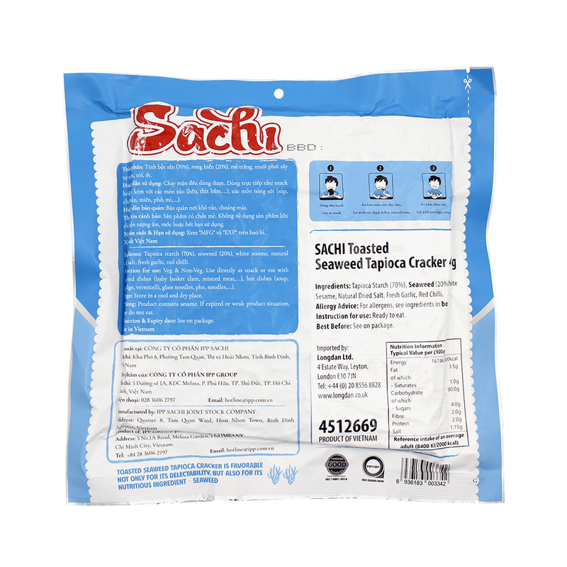 SACHI Toasted Seaweed Tapioca Cracker 45g