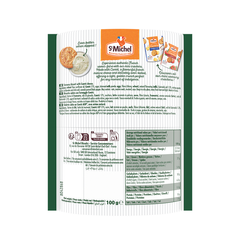 ST MICHEL Mini French Crackers Comte Cheese and Sea Salt 100g