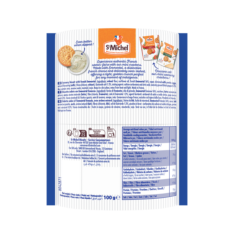 ST MICHEL Bánh quy giòn Pháp Mini phô mai Emmental 100g