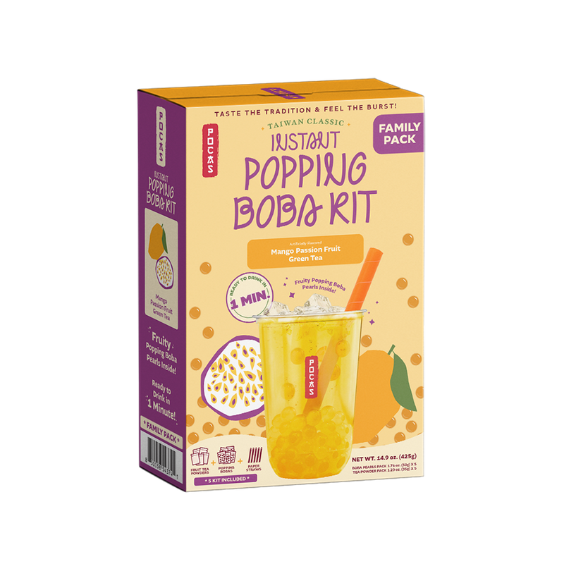 POCAS Popping Boba DIY Kit - Mango Passion Fruit Green Tea (5 packs) 425g
