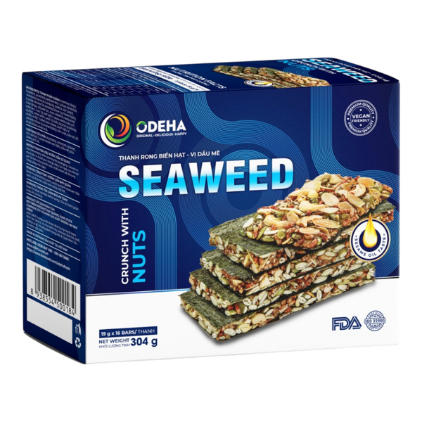 ODEHA Seaweed Crunch With Nuts - Sesame Taste (19Gr x 16 bars) (Case 384)