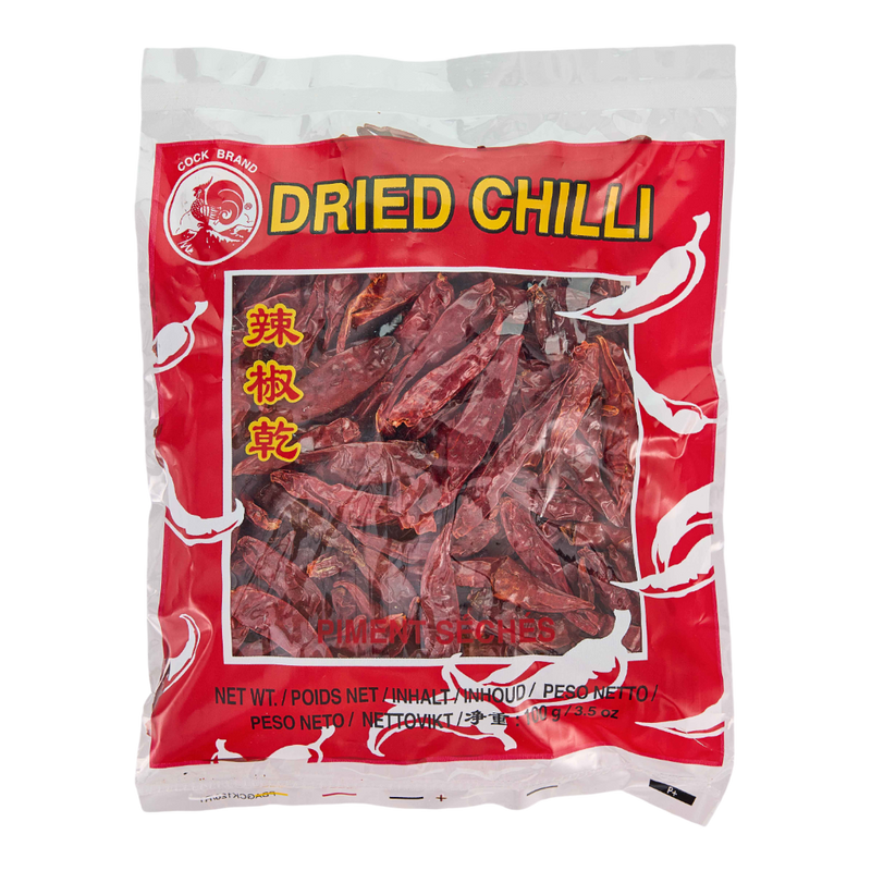 COCK BRAND Dried Chilli Small Without Stem 100g (Case 24)