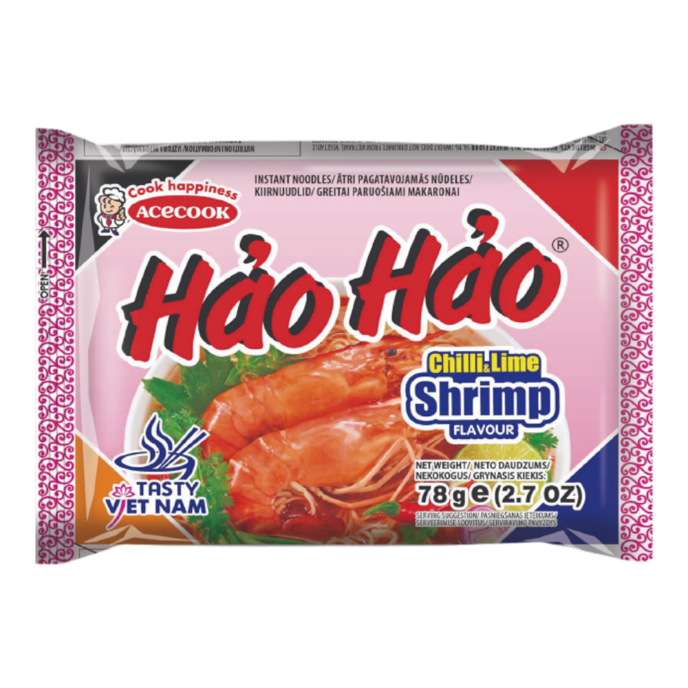 HAO HAO Mì Ăn Liền Vị Tôm Ớt & Chanh 78g