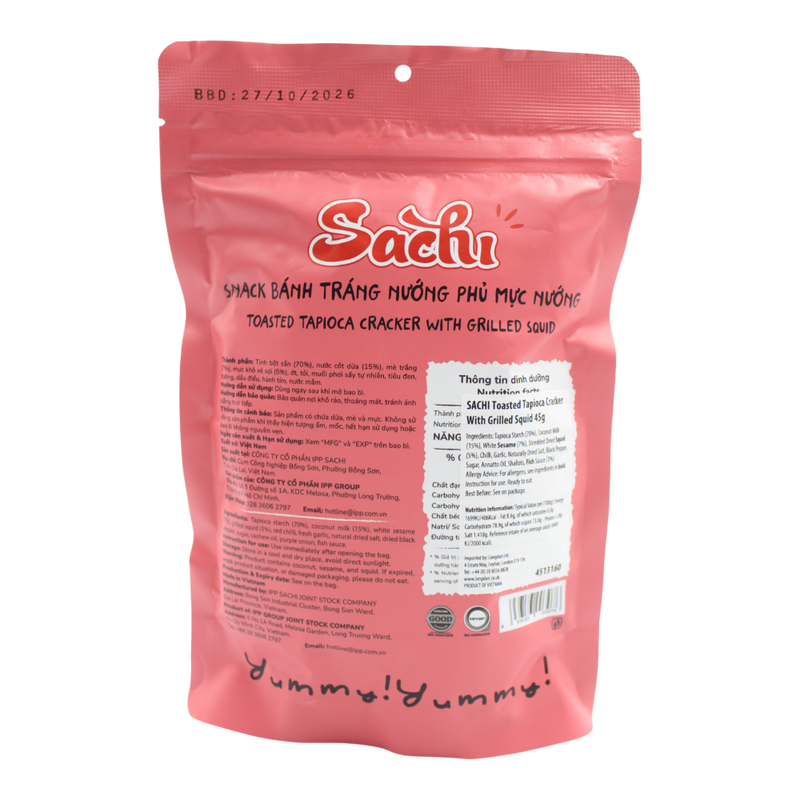 SACHI Toasted Tapioca Cracker With Grilled Squid 45g (Case 50)