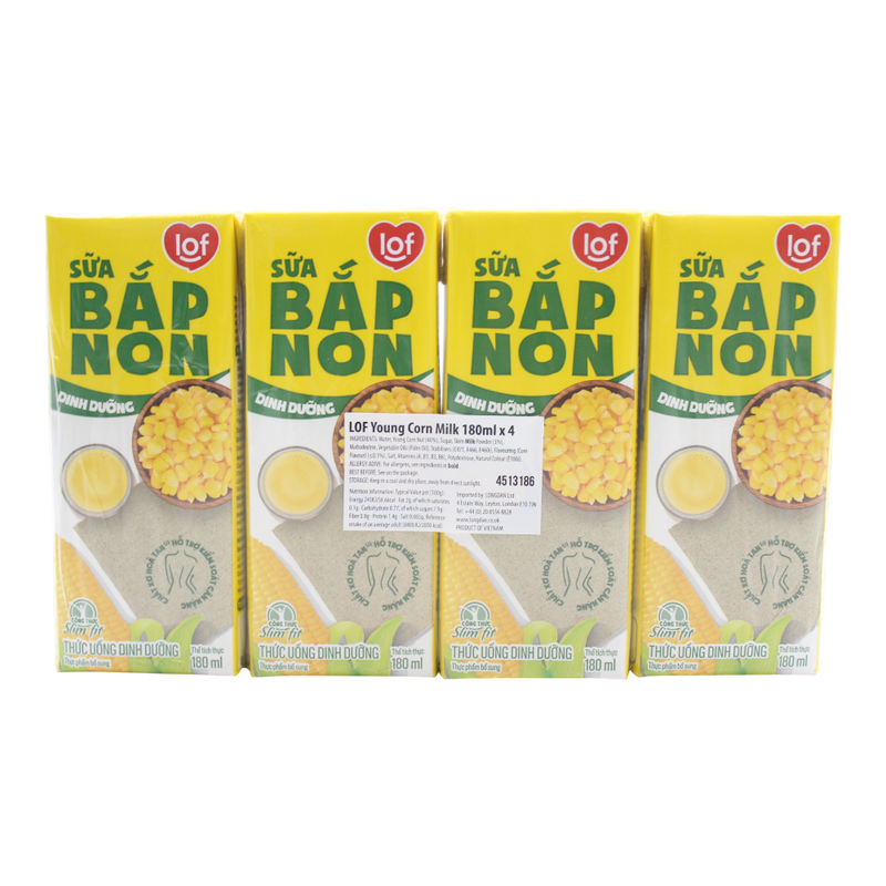 LOF Young Corn Milk 180ml x 4 (Case 6)