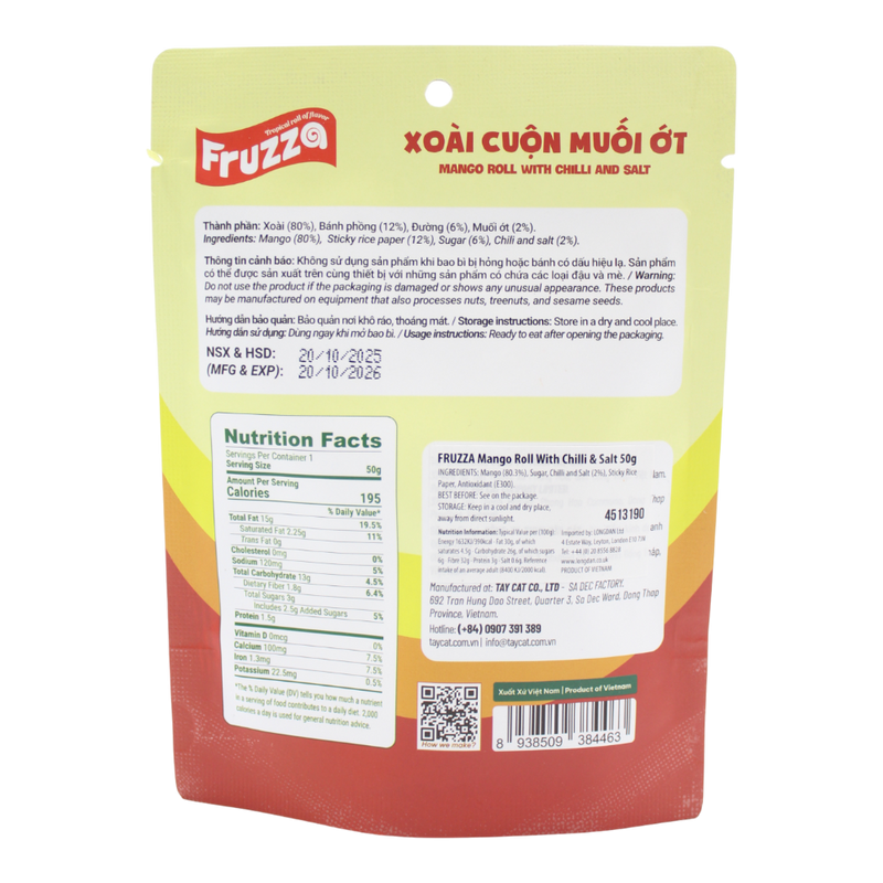 FRUZZA Mango Roll With Chilli & Salt 50g (Case 60)